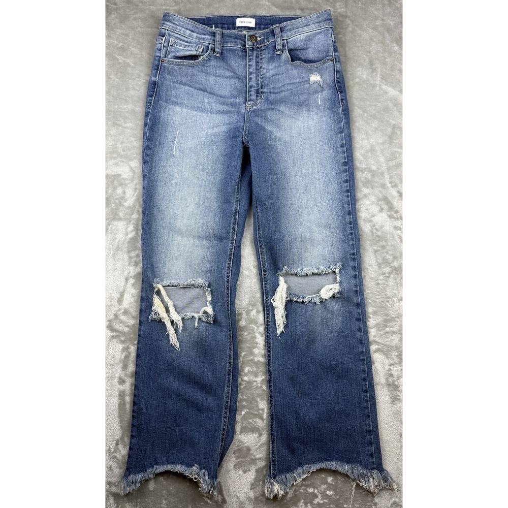 Women's Sneak Peek Distressed Jeans Size 7 Raw Hem Ripped Denim Stretch